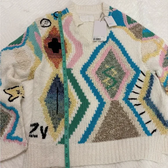 Zadig & Voltaire Sonny Kilim Carpet Intarsia Multicolor Sweater Size XS - Picture 8 of 11